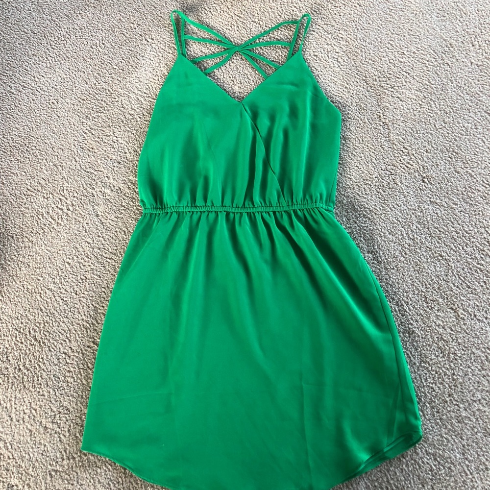 2/$20 Nordstrom Naked Zebra green strappy dress